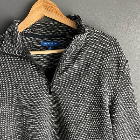 Vince Camuto Quarter Zip Black and White Performance Pullover - Picture 6 of 6